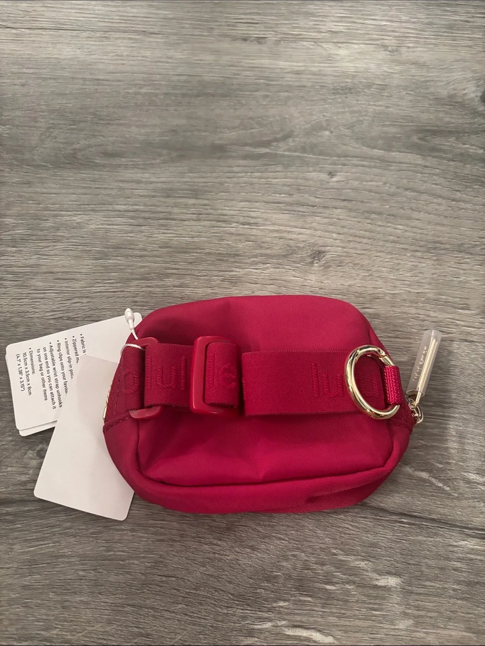 lululemon athletica zip cosmetic pouch in deep pink with gold hardware